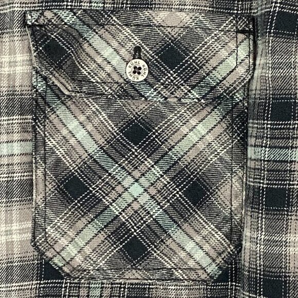 Kuhl Flannel Plaid Shirt Sz Large Black Brown Cotton Tencel Blend - Picture 5 of 10
